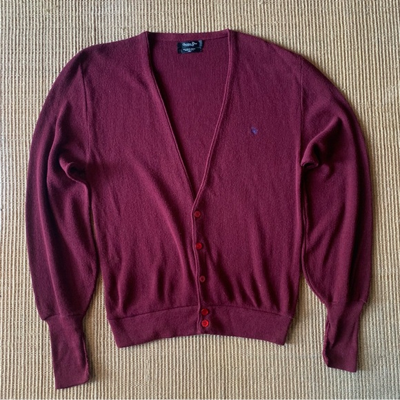 Vintage Christian Dior Monsieur Burgundy Cardigan Sweater Black Label Men’s XL - Picture 1 of 10